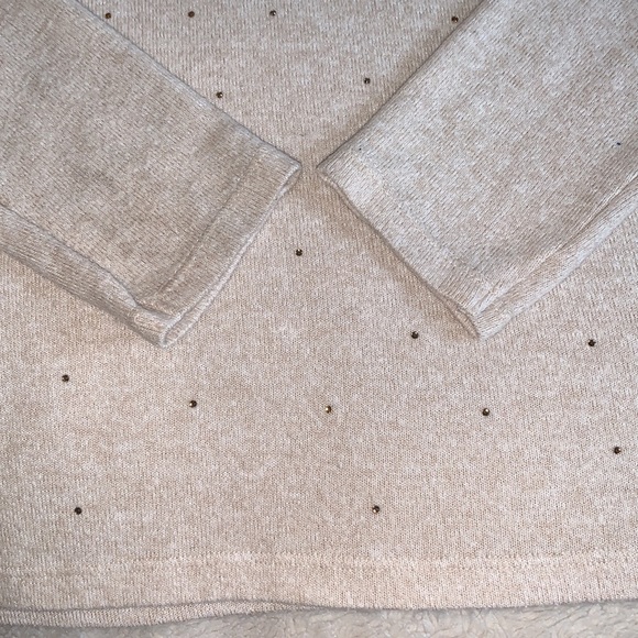 Zara Girl 13/14 Tan Sweater Puff Shoulder EUC Gold Rhinestones - Picture 12 of 13